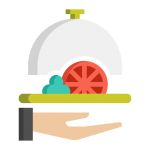 Icone d'une main portant un plat sous cloche