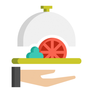 Icone d'une main portant un plat sous cloche