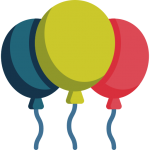 Icone de trois ballons de baudruche colorés