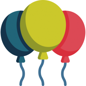 Icone de trois ballons de baudruche colorés